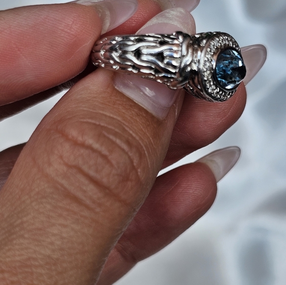 John Hardy Topaz Diamond Halo Ring - Picture 3 of 7